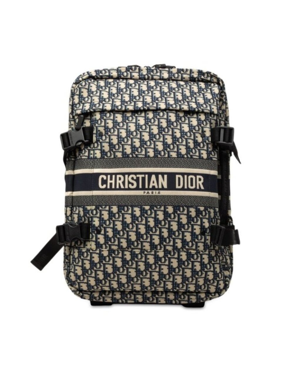 Dior Oblique Carry Case Travel Bag Navy Beige Black Canvas